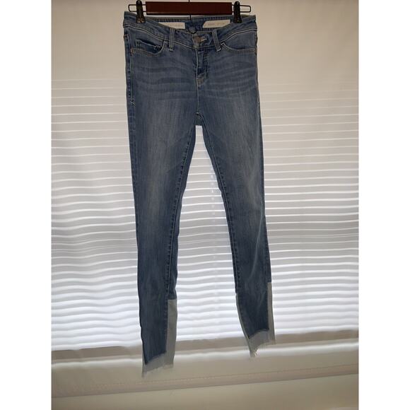 Pilcro And The Letterpress Women's Blue Denim Raw Hem Two Tone Jeans Size 26 - Picture 1 of 8